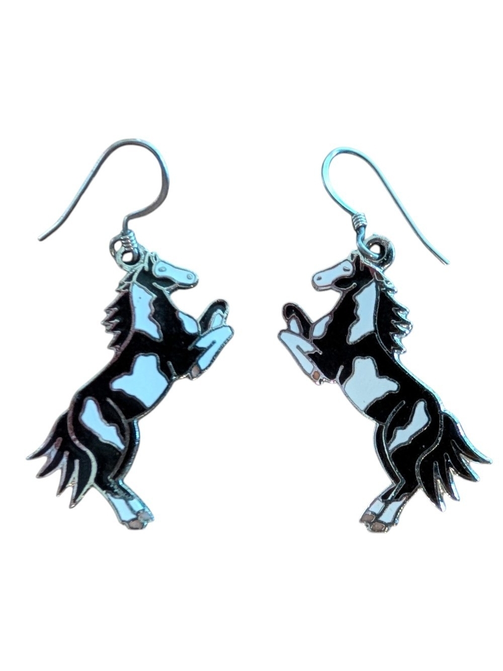 Black and White Horse Dangle Earrings